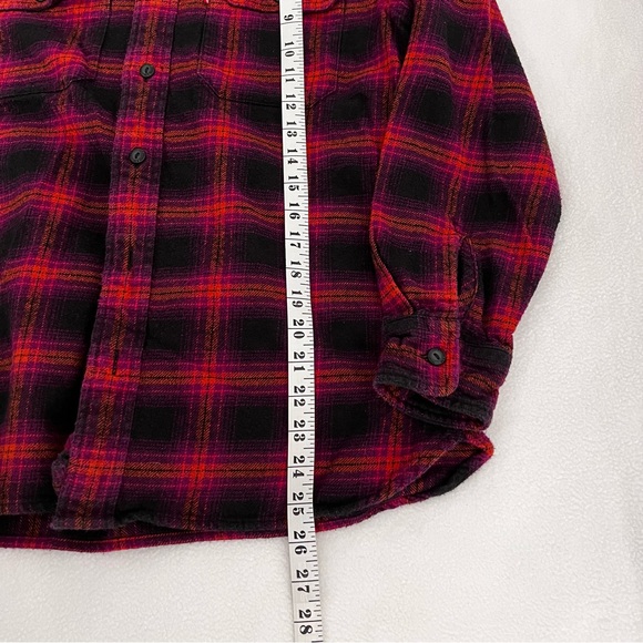 *SOLD* Levi's Classic Worker Overshirt Plaid Purple Orange Small Relaxed - Picture 7 of 13